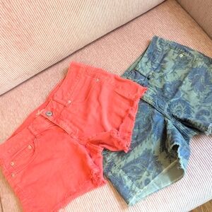 SOLD American Eagle Outfitters Coral and Green Paisley Jean Shorts